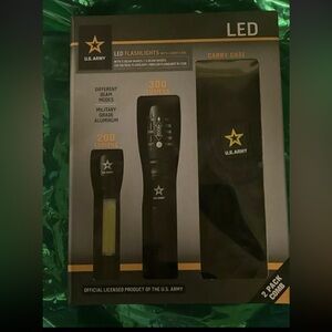 U.S. Army LED With Five Beam Modes, Two Flashlights Rechargeable / Carrying Case